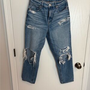 American Eagle Distressed Mom Crop Jeans